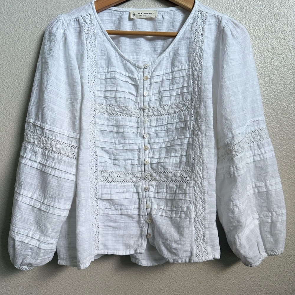 Lucky Brand White Textured Blouse